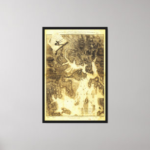 Toile Plan de carte de Boston par Henry Pelham