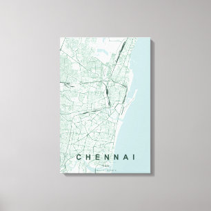 Toile Plan de la ville de Chennai en Inde, design minima