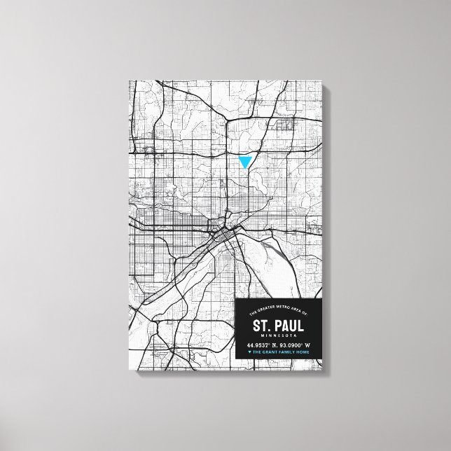 Toile Plan de la ville de Saint Paul + Marquer votre emp (Recto)