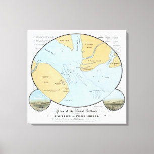 Toile Plan de l'attaque et de la capture navales du port