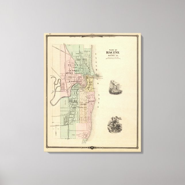 Toile Plan de Racine, siège du comté de Racine Co (Recto)