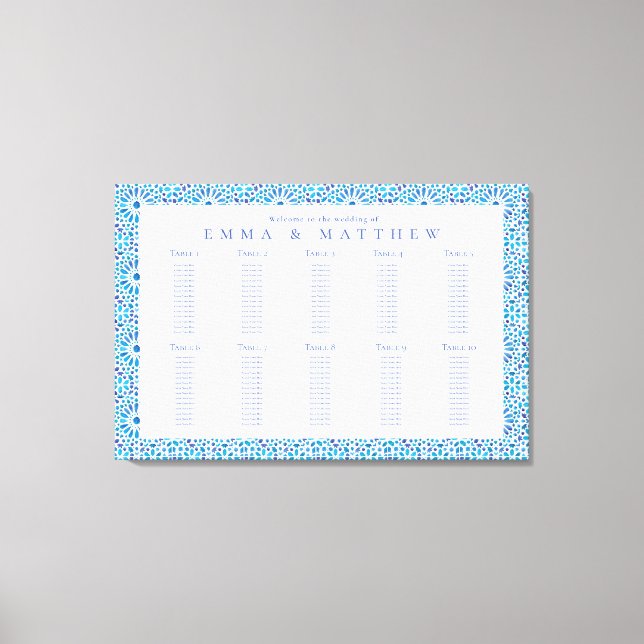 Toile Plan de table de mariage Carreau Bleu Trouvez votr (Recto)