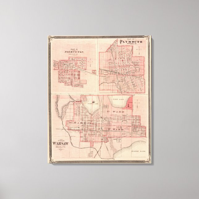 Toile Plan de Varsovie avec Pierceton, Plymouth (Recto)