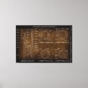 Toile Plan directeur Premier US ICBM Nuclear Missile c.