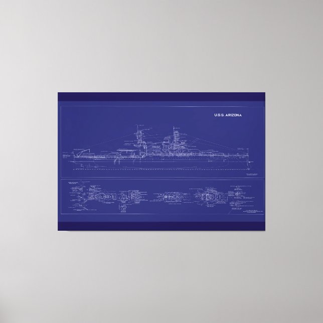 Toile Plan du cuirassé USS Arizona (Recto)