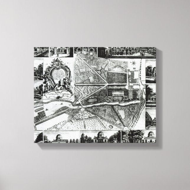 Toile Plan du jardin et vue des maisons à Chisw (Recto)