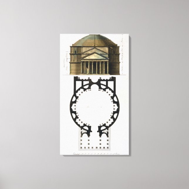Toile Plan du sol et façade du Panthéon, Rome, de (Recto)