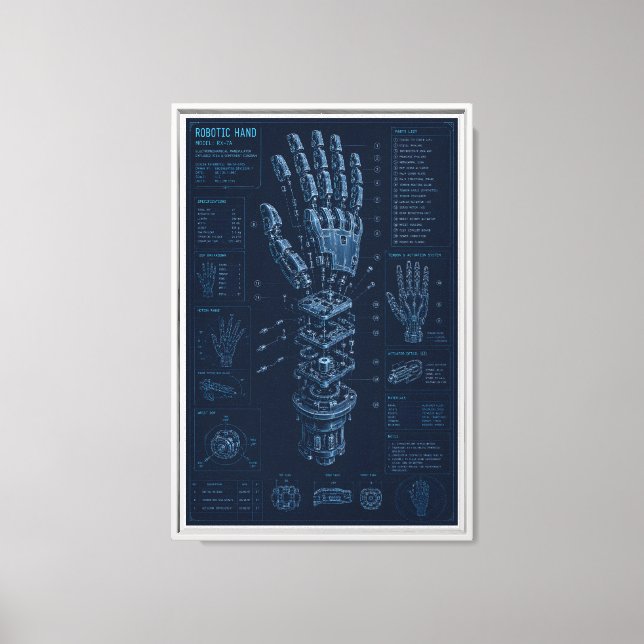 Toile Plan technique de main robotique (Recto)