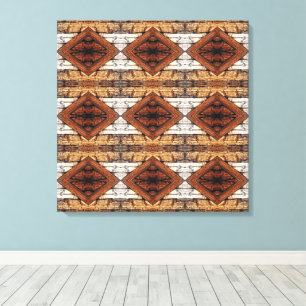 Toile Planches de bois patiné en motif diamant multimédi