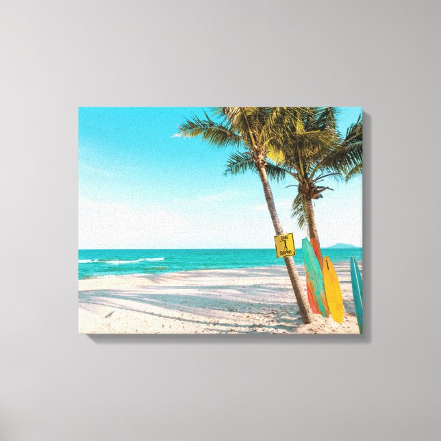 Toile Planches de surf sur la plage coussin (Recto)