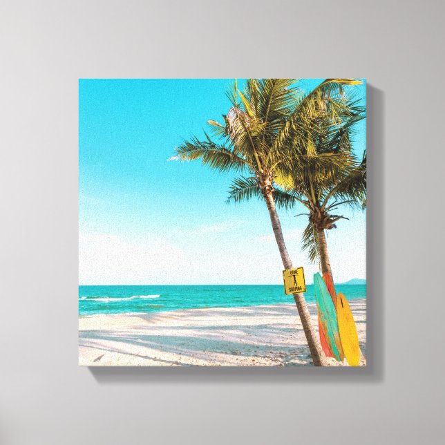 Toile Planches de surf sur la plage coussin (Recto)