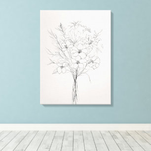 Toile Plante botanique minimaliste tiré à la main Faux