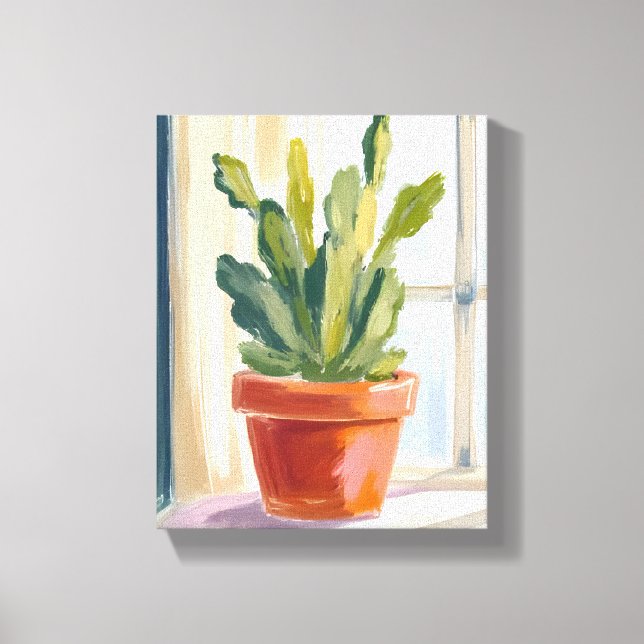 Toile Plante de cactus | Aquarelle botanique verte (Recto)