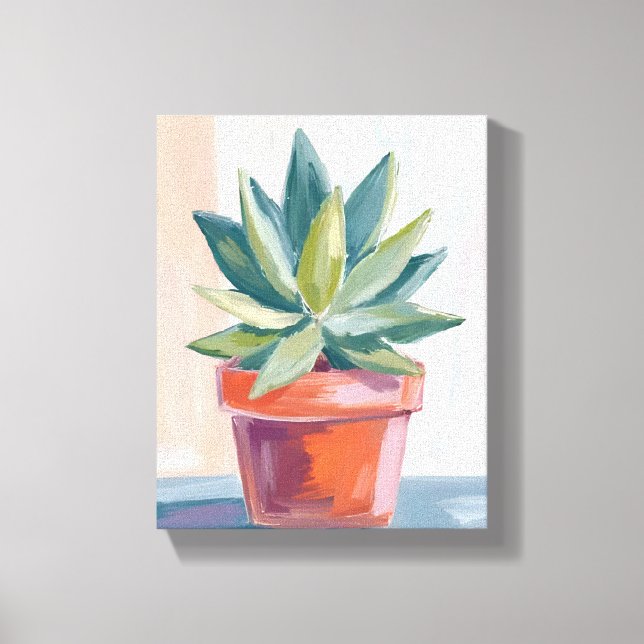 Toile Plante grasse d'intérieur botanique aquarelle (Recto)