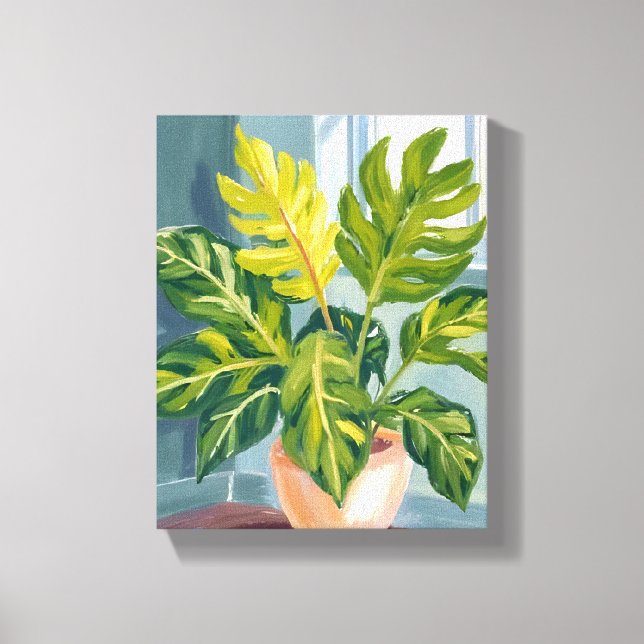 Toile Plante Monstera | Aquarelle botanique verte (Recto)