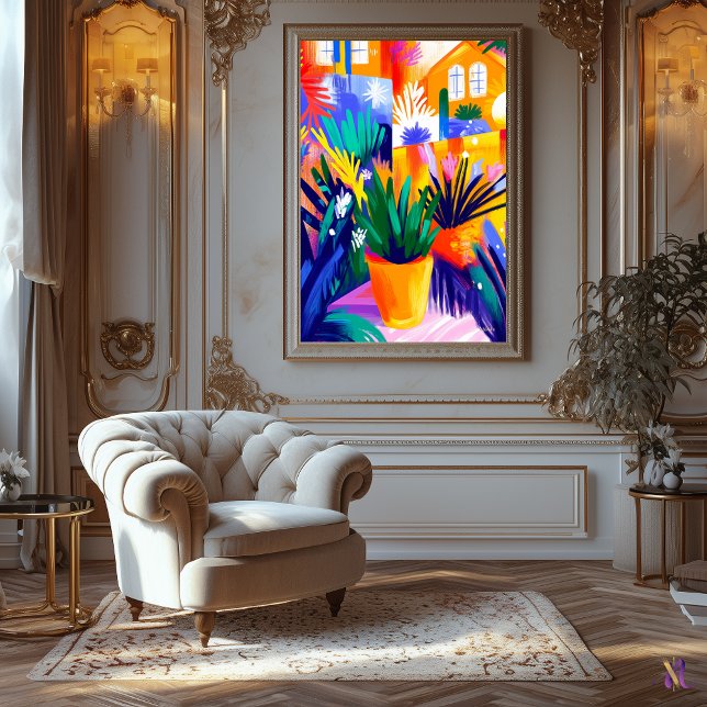 Toile Plante pointillé coloré en style fauviste (Créateur téléchargé)