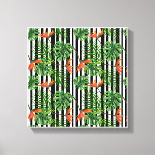 Toile Plante tropicale colorée, feuilles de palmier et o