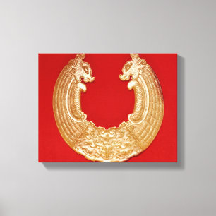 Toile Plaque avec deux dragons et un masque de