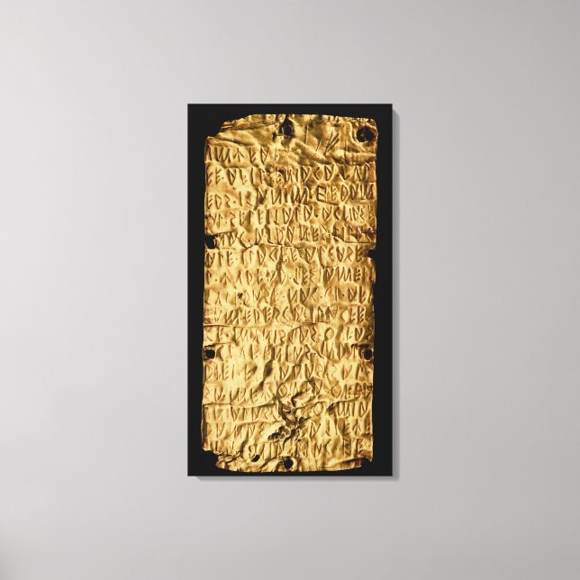 Toile Plaque d'or avec inscription étrusque "longue" pou (Recto)