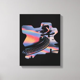 Toile Platine Tourne-Disques de Style Glitch Moderne – D