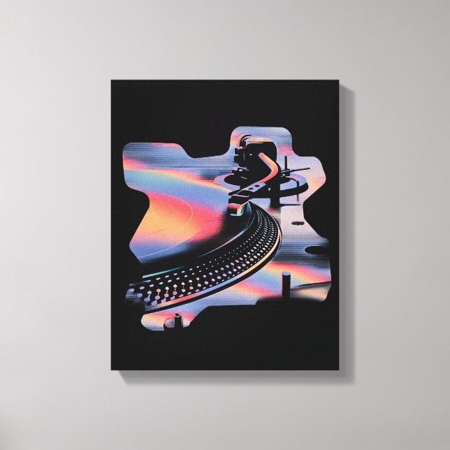 Toile Platine Tourne-Disques de Style Glitch Moderne – D (Recto)