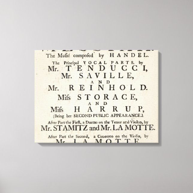 Toile Playbill annonçant une performance (Recto)