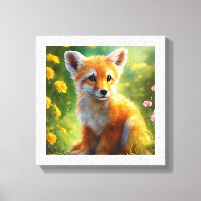Toile Playful Baby Fox Meadow (Recto)