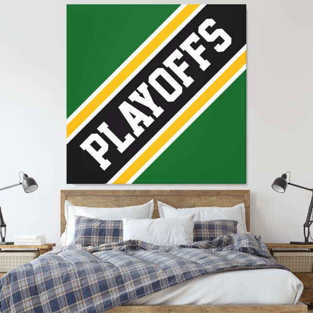 Toile PLAYOFFS amusant Athletic Green Black Yellow Strip (Insitu(Chambre))