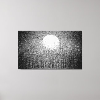 Toile Pleine lune la nuit d'hiver | Art noir et blanc 2