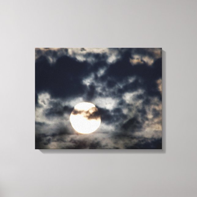 Toile Pleine lune lumineuse avec nuages (Recto)