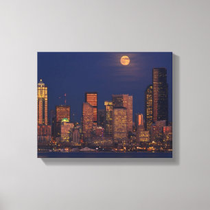 Toile Pleine lune se levant au-dessus de l'horizon du