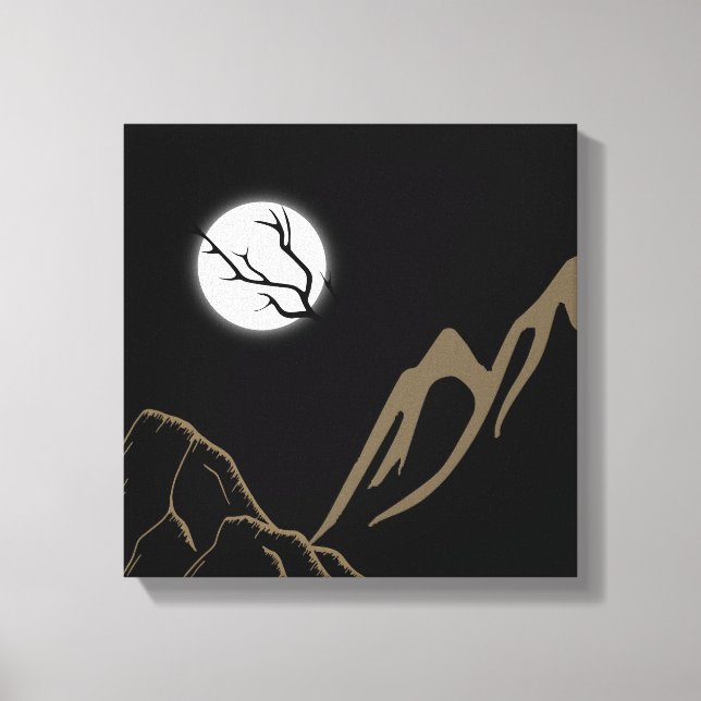 Toile Pleine lune Sur Les Montagnes Majestueuses (Recto)