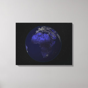 Toile Pleine Terre la nuit montrant l'Afrique et l'Europ