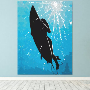 Toile Plongée profonde – Le voyage sous-marin du surfeur