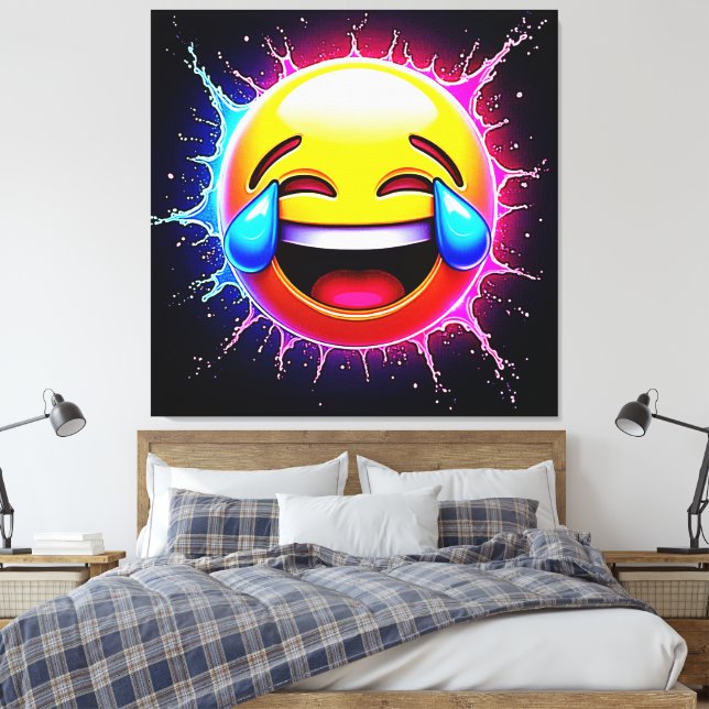 Toile Plongeon de Joie : Art Emoji Rieur (Insitu(Chambre))