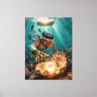 Toile Plongeur de perles arabe du Golfe atteignant une p
