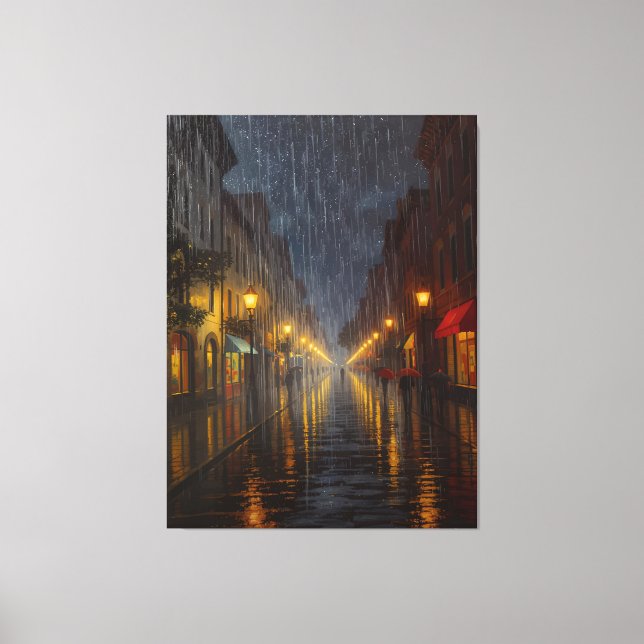 Toile Pluie de minuit dans la ville (Recto)