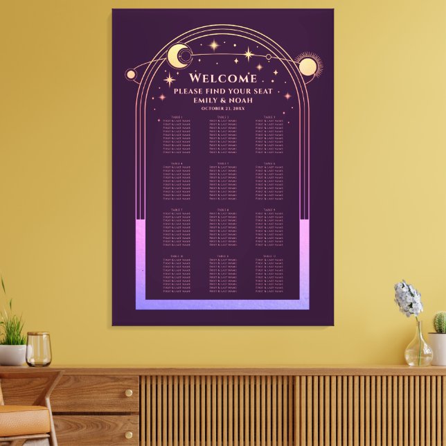 Toile Plum arc-en-ciel mystique Sun Moon Stars Mariage (Insitu(Salon))