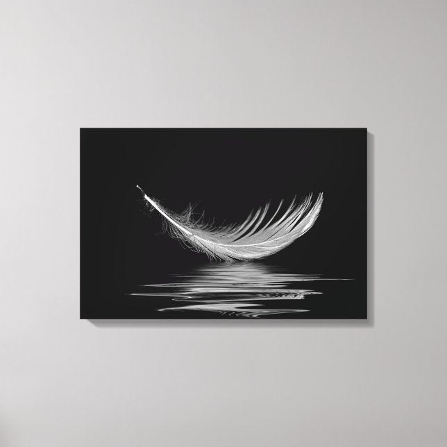 Toile plume blanche flottant sur de l'eau noire (Recto)