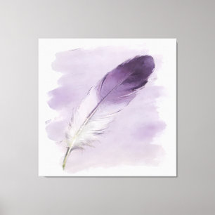 Toile Plume Bohème Élégant Aquarelle Violet Impasto 3D