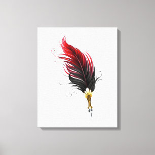 Toile Plume rouge avec pointe en or