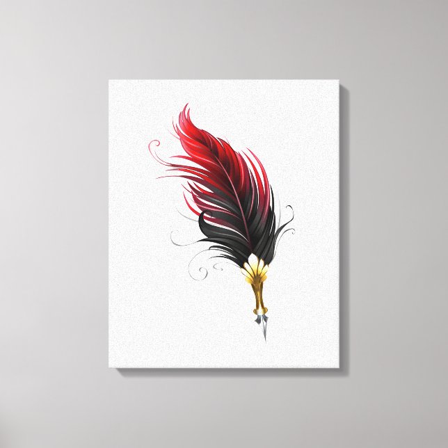Toile Plume rouge avec pointe en or (Recto)