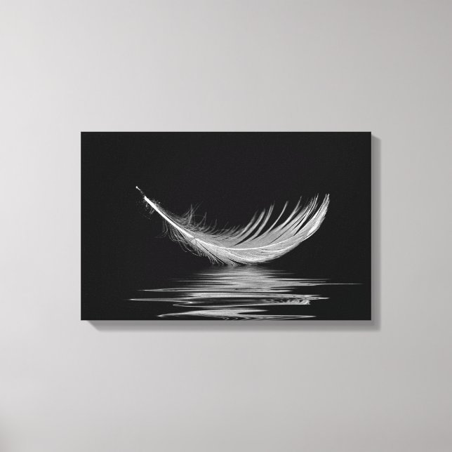 Toile plumes blanches flottant sur l'eau noire (Recto)
