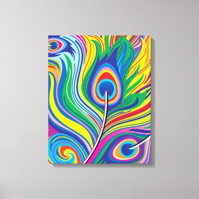 Toile Plumes de paon Art Abstrait (Recto)