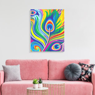 Toile Plumes de paon Art Abstrait