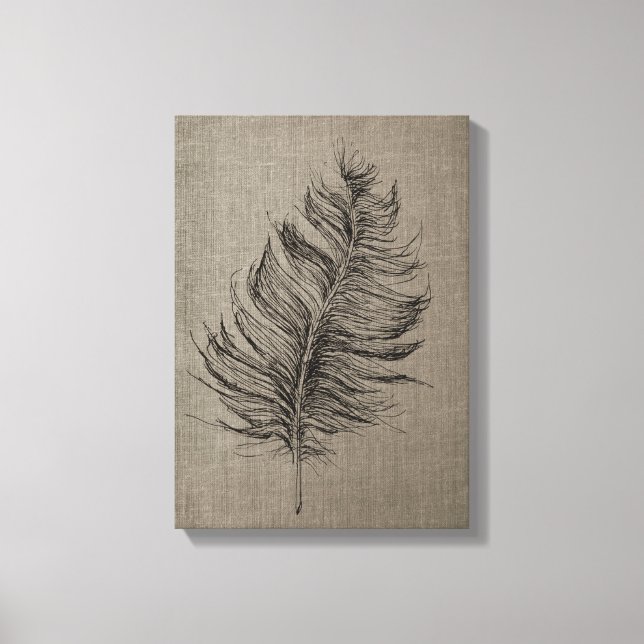 Toile Plumes n° 1 Taupe Canvas Mur Art (Recto)