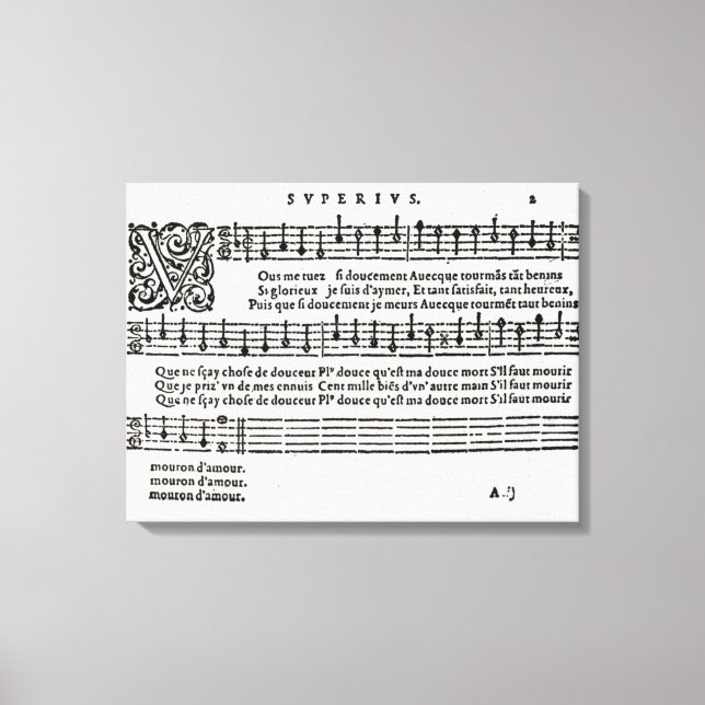 Toile Poème sur la musique de Jean Antoine de Baif (Recto)