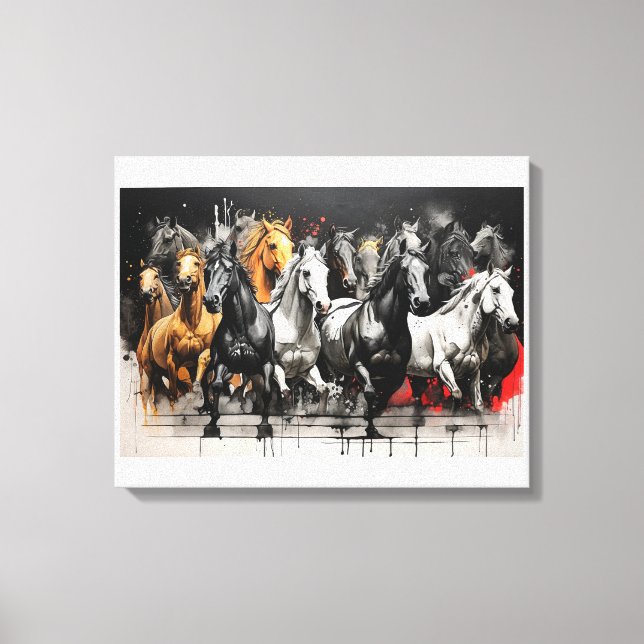 Toile Poignées de dérapage - Troupeau de chevaux dynamiq (Recto)