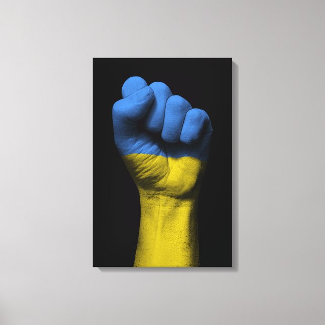 Toile Poing serré levé avec drapeau ukrainien (Recto)