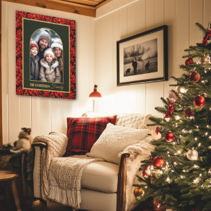 Toile Poinsettie de Noël Rouge Photo personnalisée